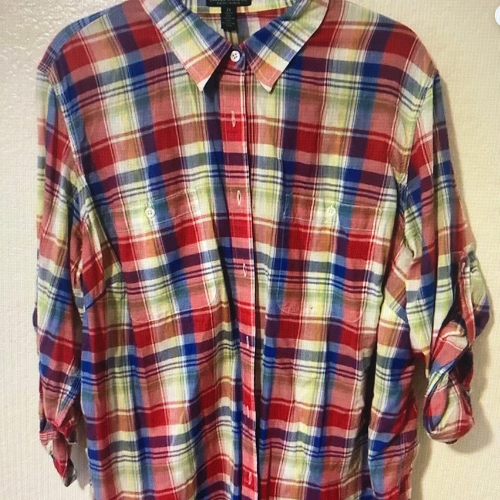 Men's Plaid Shirt - Red, Blue, Green